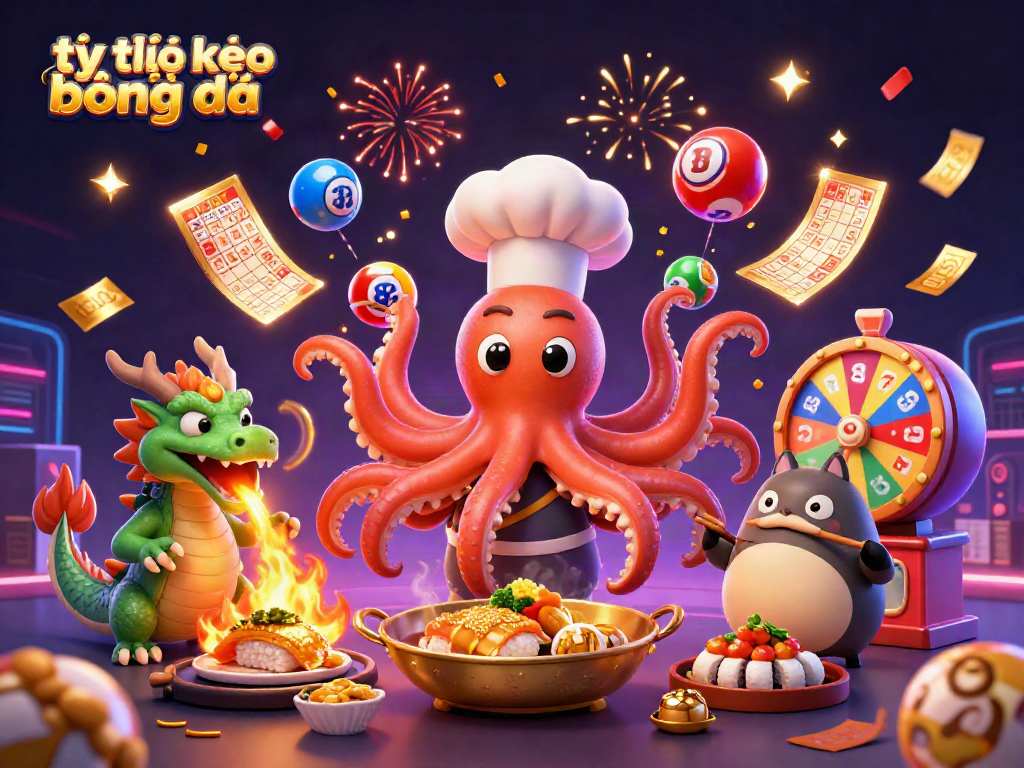 Enhance your betting strategy with tỷ lệ kèo bóng đá in this vibrant casino-themed illustration featuring dynamic gaming elements.