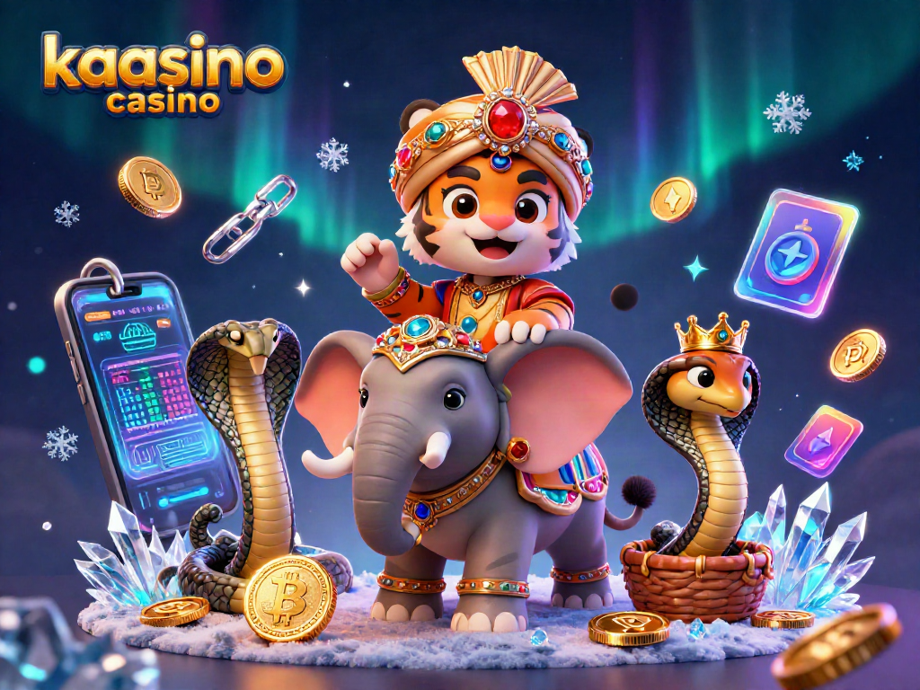 Kaasino casino offers an engaging gaming experience with vibrant 3D visuals of a tiger and elephant in a rich digital landscape.